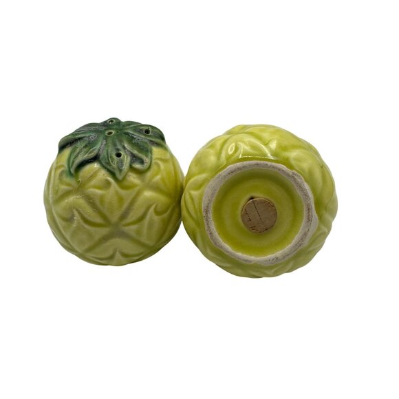 Vintage Ceramic Pineapple Salt & Pepper Shakers With Cork Stoppers - Picture 3 of 4